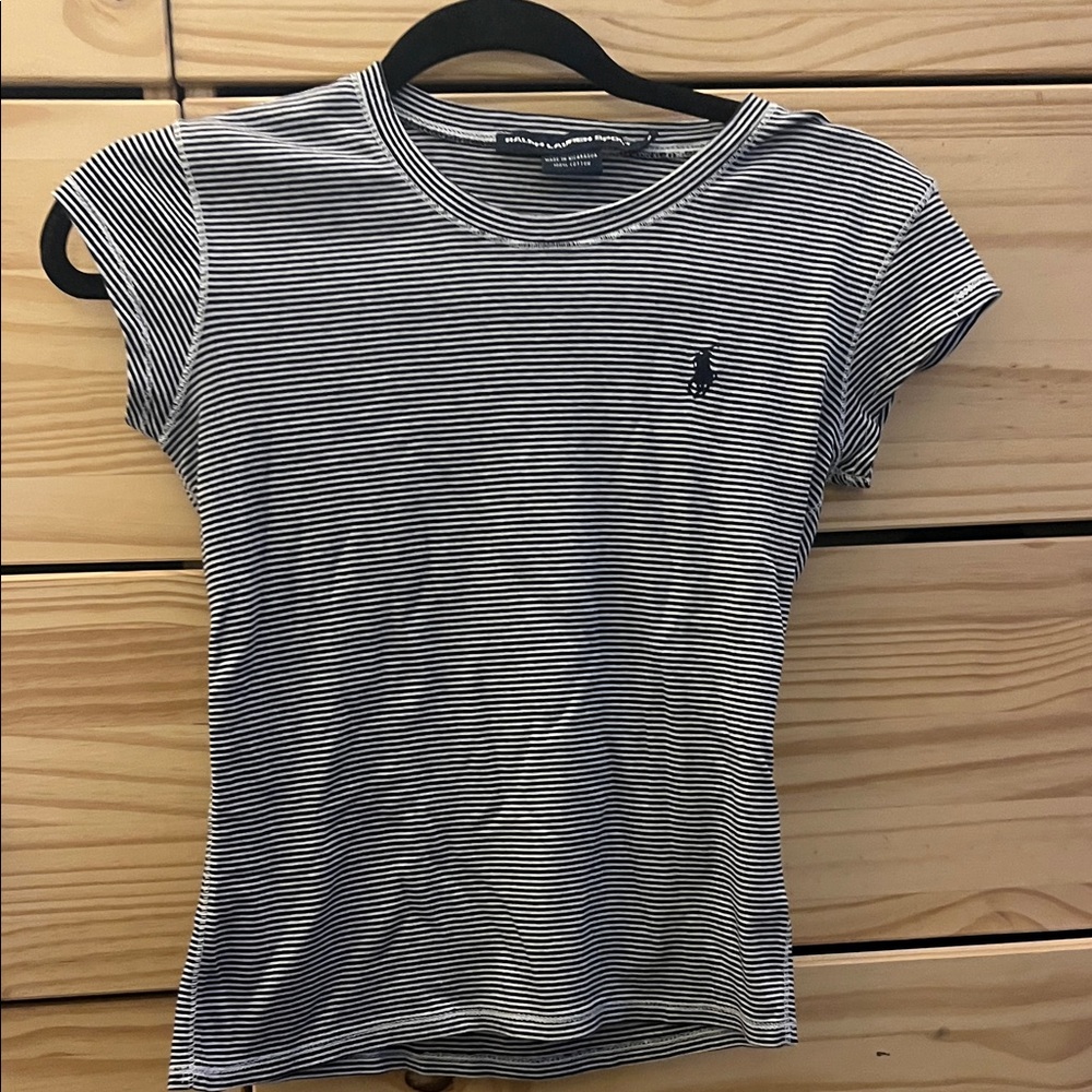 Ralph Lauren Navy and White Striped Short Sleeve Tee